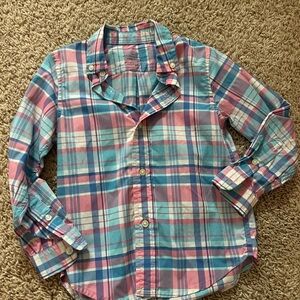 Vineyard Vines Performance Kids Shirt in Pink and Blue Plaid